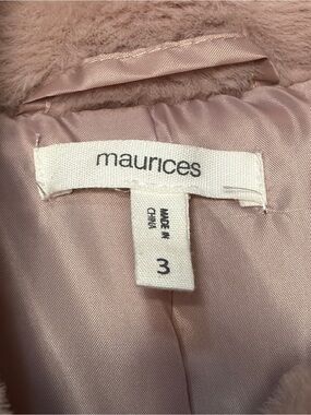 Maurices Blush Pink Faux Fur Coat with Satin Interior